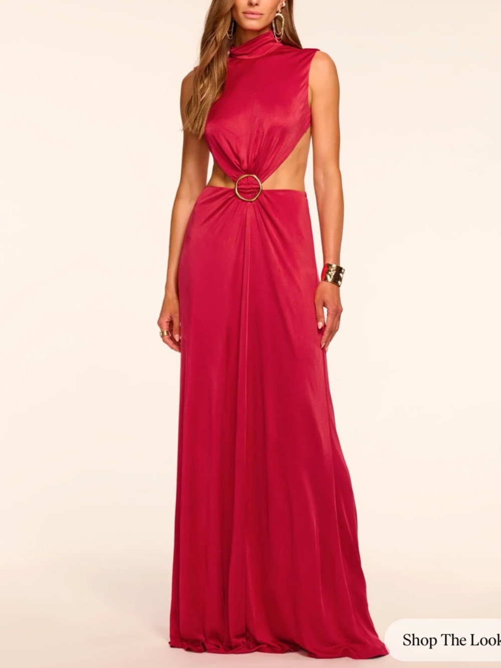 Ramy Brook Red Cutout Maxi with Gold Ring